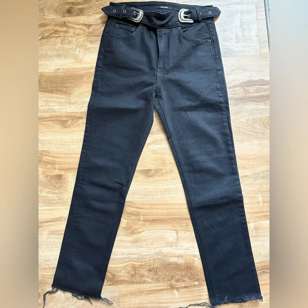 NWOT - GRLFND Zoey Belted Cropped Jeans in Black - Size 26
